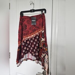 NWT $115 Desigual Women’s Asymmetrical Boho Patchwork Skirt  Multicolor Sz Large